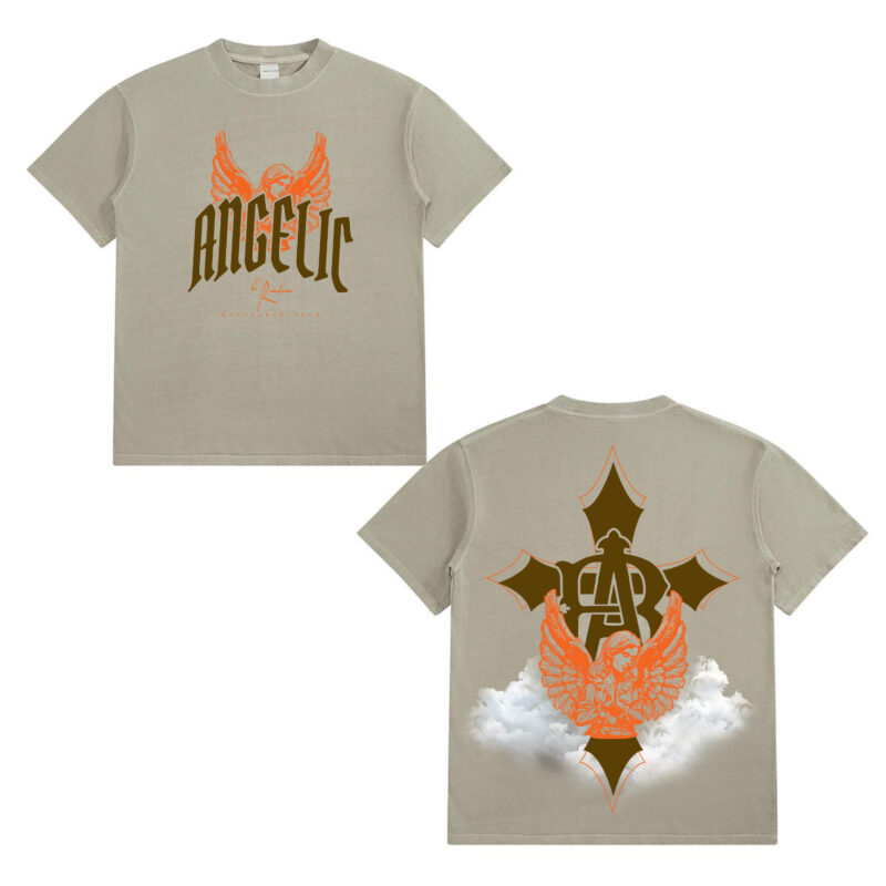 Angelic Realm Acid Wash Oversized T-Shirt (SAND)