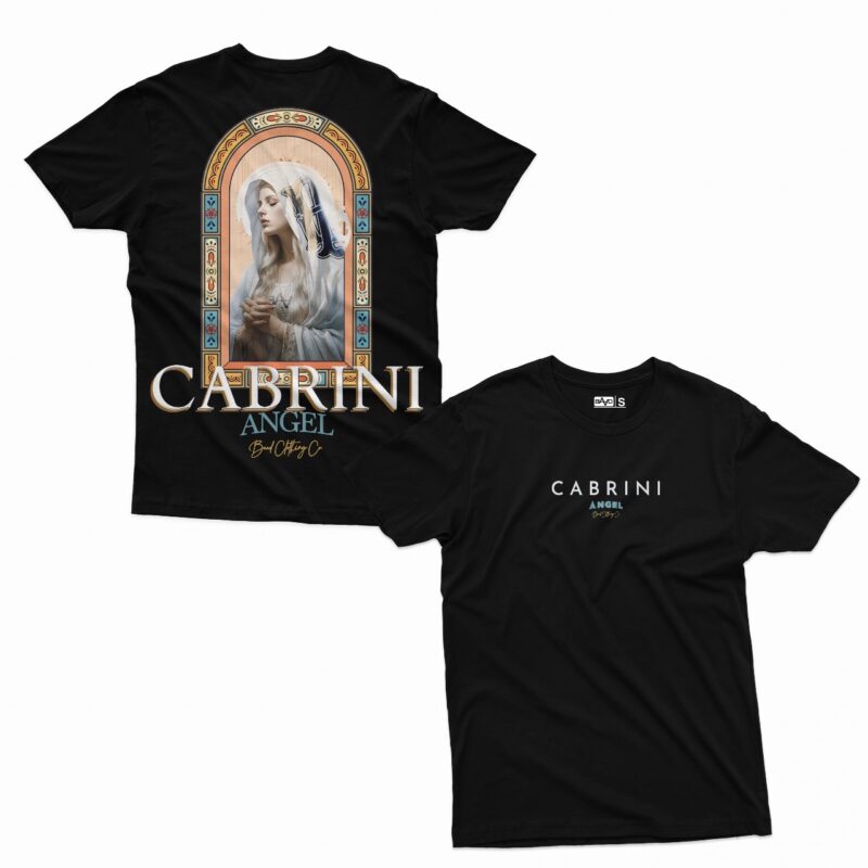 Cabrini Angel Slim Longline T-Shirt (Black)